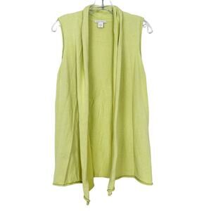 White + Warren Yellow Sleeveless Cardigan Vest Sz M